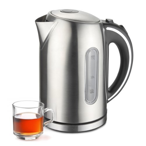 MegaChef - 1.7Lt. Stainless Steel Electric Tea Kettle - Silver-Front_Standard 