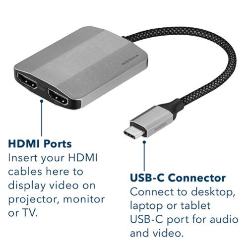 Insignia™ USB-C to Dual 4K HDMI Adapter - Gray WHERE TO BUY