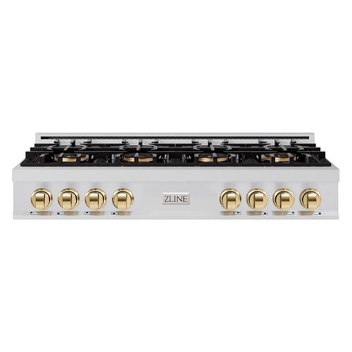 ZLINE - Autograph 48 in. Classic Rangetop with 8 DuoPro Burners and Gold Accents (PCRTZ-48-G) - Stainless Steel-Front_Standard 