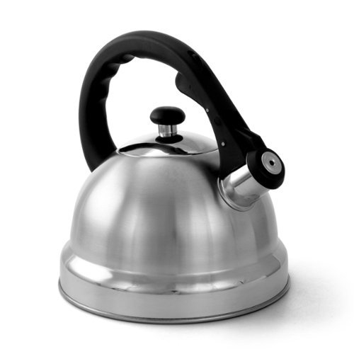 Mr. Coffee - Claredale 2.2 Quart Brushed Stainless Steel Whistling Tea Kettle with Nylon Handle - Silver-Front_Standard 