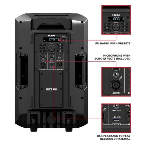 ION Audio Trouper 300 - Battery-Powered Portable Speaker System with Multi-Channel Mixer and Lights - Black GLOBAL SHIPPING