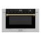 ZLINE - Autograph Edition 24 in. 1.2 cu. ft. Built-in Microwave Drawer - Stainless Steel and Champagne Bronze Accents-Front_Standard