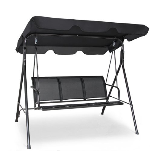 Costway - Outdoor Patio Swing Canopy 3 Person Canopy Swing Chair Patio Hammock - Black-Front_Standard 