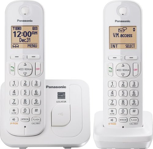  Panasonic - KX-TGC212W DECT 6.0 Expandable Cordless Phone System - White