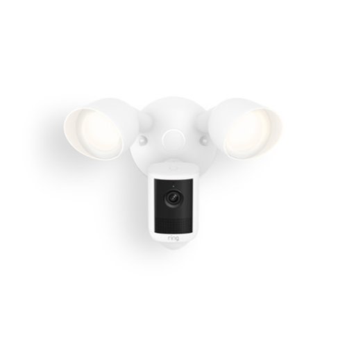 Ring - Floodlight Cam, Wired (newest model) — Wide-Angle Retinal 2K Video, 6x Enhanced Zoom, Ultra-Bright Floodlights - White