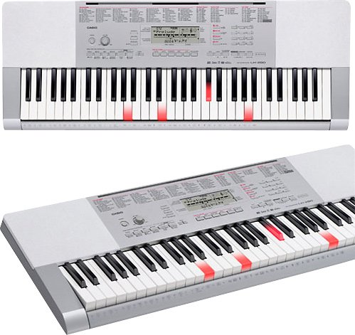  Casio - Portable Keyboard with 61 Full-Size Touch-Sensitive Lighted Piano-Style Keys - Silver