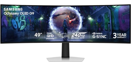  Samsung - 49&quot; Odyssey OLED G9 (G93SD) Dual-QHD 240Hz 0.03ms G-Sync Compatible Curved Glare Free Gaming Monitor - Silver