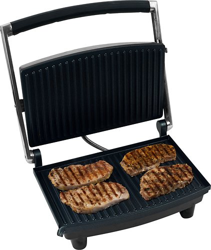  Chef Buddy - Grill and Panini Press - Brushed Steel