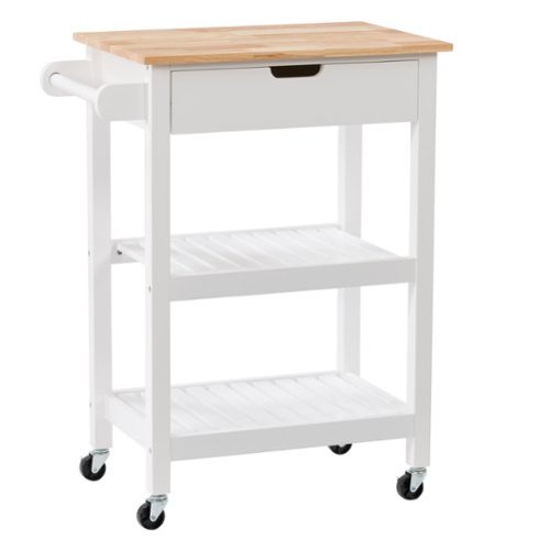 CorLiving - Sage Open Storage Wood Kitchen Cart - White-Angle_Standard 