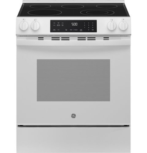 GE - 5.3 Cu. Ft. Slide-In Electric Range with Self-Clean and Steam Cleaning Option and Crisp Mode - White