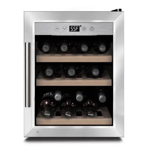 Front. Caso Design - WineSafe 12 Bottle Single-Zone Wine Cooler - Silver.