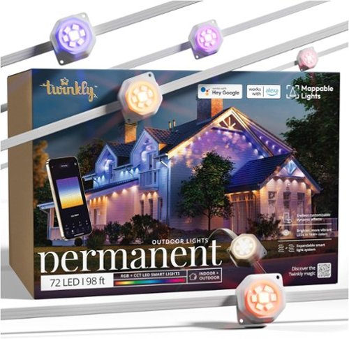 Twinkly - Permanent Outdoor Lights, Smart RGB, CCT Lights, Mappable/Customizable, 98 Ft, 72 LED Lights, Waterproof, Alexa, Google - MultiColor-Front_Standard 