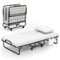 Costway - Folding Bed with Memory Foam Mattress & Pillow Dust Cover Metal Frame 75" x 39" Twin-Size Bed - White-Front_Standard