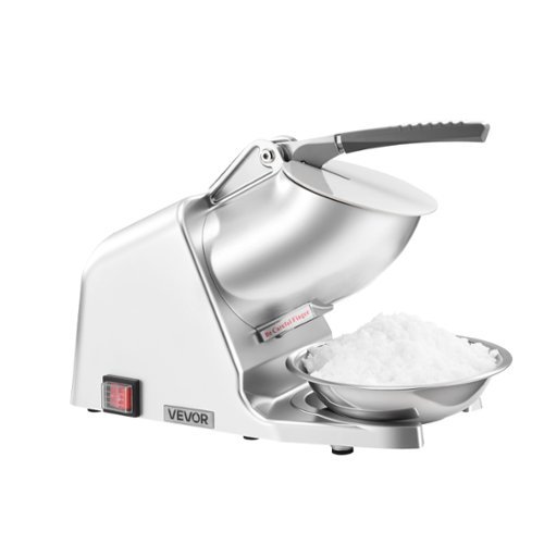 VEVOR - Ice Crusher Machine, 286lbs Per Hour Electric 4 Blades Snow Cone Maker, Stainless Steel Shaved Ice Machine - Silver-Front_Standard 