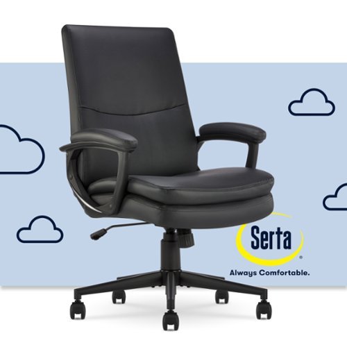 Serta - Comfort Mid-Back Bonded Leather Executive Office Chair - Black-Front_Standard 