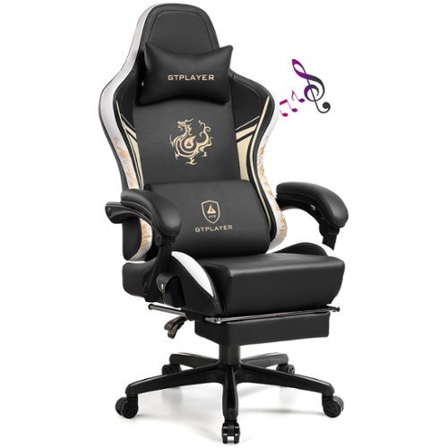 GTPlayer - Dragon Series Gaming Chair with Bluetooth Speakers - Black&White