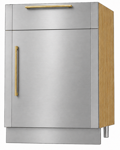 AGA - 24" 3/4 Door and Drawer Cabinet Base - RH - Oak - Stainless Steel