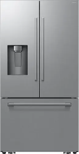 Front. Samsung - Bespoke AI 29 cu. ft. 3-Door French Door Refrigerator with Zero Clearance Fit & Sphere Ice™ - Stainless Steel.