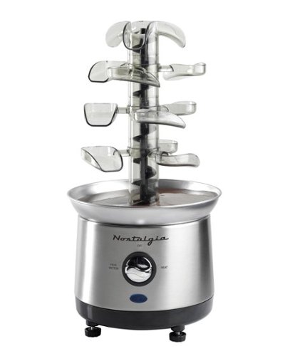 Nostalgia - 2-lb. Cascading Fondue Fountain - Chocolate, BBQ Sauce, Ranch, Nacho Cheese, Buffalo Sauce - Stainless Steel-Front_Standard 