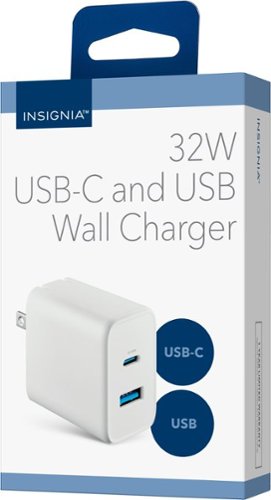 Insignia™ 32W 2-Port Wall Charger with 1 USB-C & 1 USB Port for Smartphones, Tablets and More - White BUY IN MIDDLE EAST