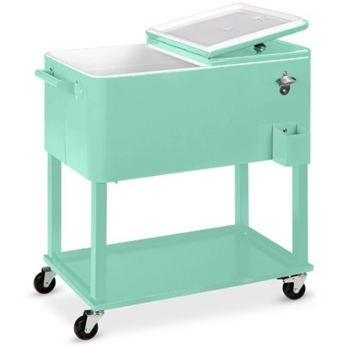Best Choice Products - 80qt Steel Rolling Cooler Cart w/ Bottle Opener, Catch Tray, Drain Plug, Locking Wheels - Mint-Front_Standard 