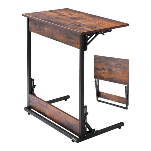  VEVOR - C Table, Folding C Shaped End Table with Metal Frame &amp; Adjustable Feet, Foldable C Shaped Side Table - Steel frame+Particleboard