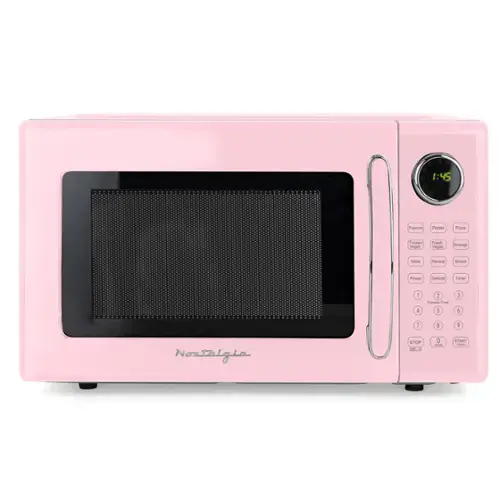 1:45  
Popcorn Potato Pizza  
Frozen Fresh Vegetable Beverage  
Meat Reheat Bread  
Power Defrost Timer  
1 2 3  
Express Cook  
4 5 6  
7 8 9  
STOP 0 START  
Nostalgia