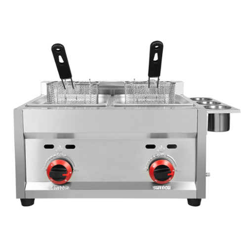 Stock Preferred - 2-Basket Commercial Countertop Gas Deep Fryer - Silver-Front_Standard 