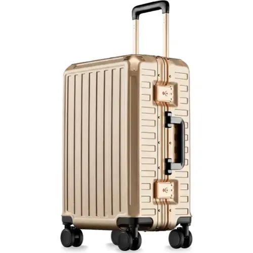 Front. LUGGEX - LUGGEX 28 Inch Checked Luggage Zipperless Aluminum-Frame PC Suitcase with Spring-Loaded Wheels 8010S - ZX-Core - Champagne.