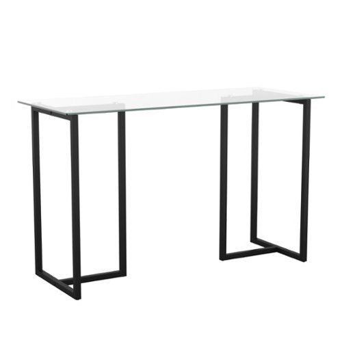 Martha Stewart - Eli Tempered Glass Top Office Desk - Clear Top/Oil Rubbed Bronze Frame-Front_Standard 