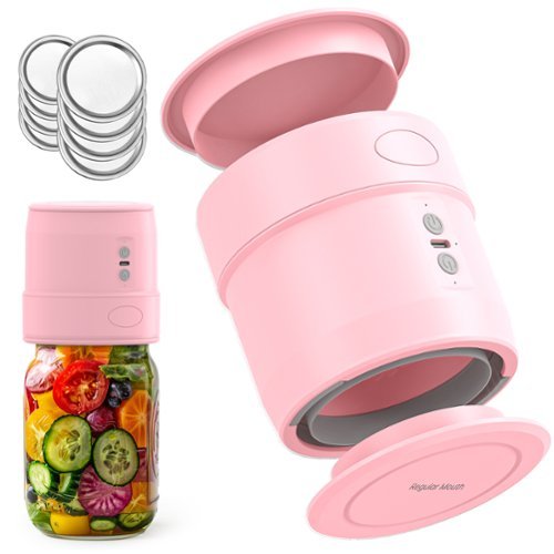 Easyera - Electric Mason Jar Vacuum Sealer, Upgraded Dual-Head Auto-Stop, Fits Wide & Regular Mouth Jars - Pink-Front_Standard