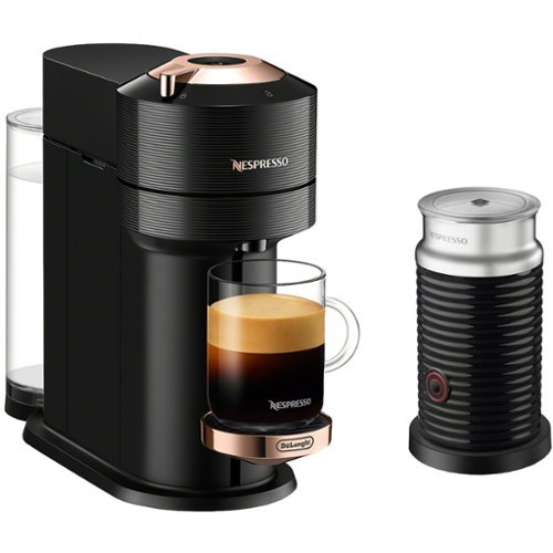 Nespresso - Vertuo Next Premium Coffee and Espresso Maker plus Aeroccino3 Milk Frother in Black - Black Rose Gold-Front_Standard 