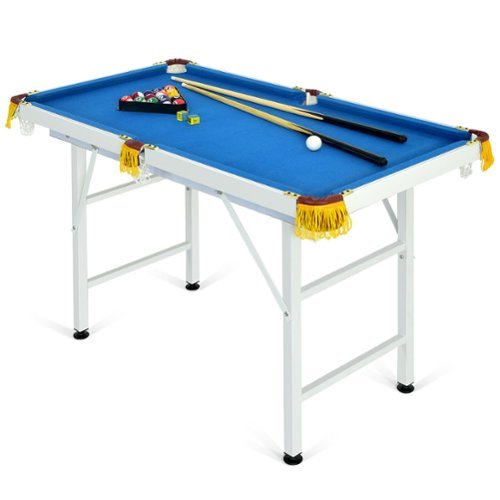 Costway 47'' Folding Billiard Table Pool Game Table for Kids w/ Cues & Chalk & Brush Blue - Blue BUY IN EUROPE