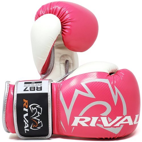 RIVAL - Boxing RB7 Fitness Plus Hook and Loop Bag Gloves - XS - Pink/White-Front_Standard 