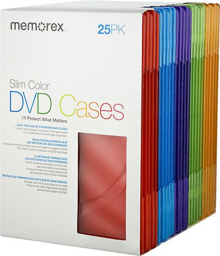  Memorex - 25-Pack Color Slim DVD Storage Cases - Assorted