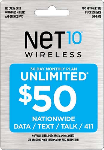 NET10 - $50 Top-Up Prepaid Card - Gray