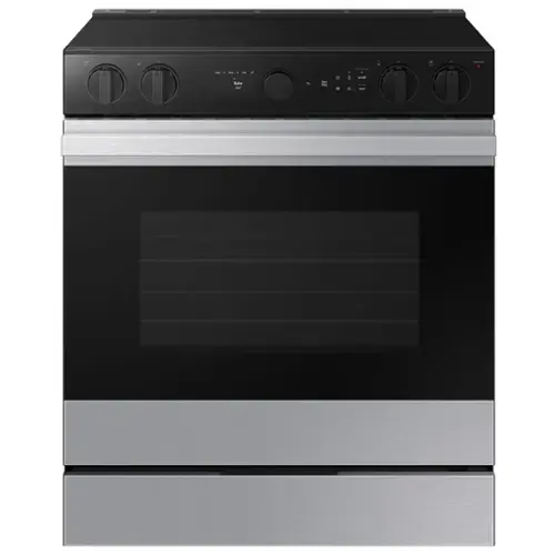 Front. Samsung - Bespoke Smart Slide-In Electric Range 6.3 cu. ft. with Air Sous Vide & Air Fry - Stainless Steel.