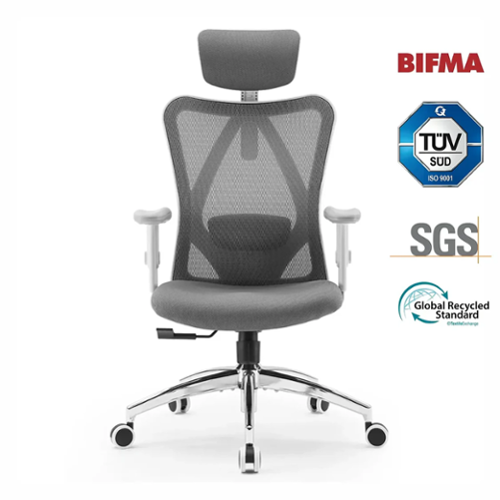 SIHOO - M18 Ergonomic Office Chair, Computer Desk Chair with Adjustable Headrest, High Back Swivel Chair for Home Office - Duck Gray-Front_Standard 
