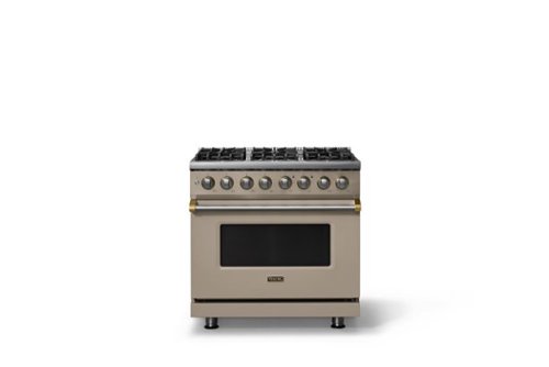 Viking - 36"W 5.6 Cu.Ft. Pro5S Freestanding Sealed 6 Burner Dual Fuel Convection Range - Nantucket w. Brushed Brass Trim - Nantucket