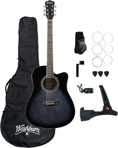 Washburn - WA90CE Acoustic-Electric Guitar Kit – Dreadnought Cutaway, Built-In Tuner, Okoume Body – Perfect Holiday Gift - Transparent Black Burst-Front_Standard 