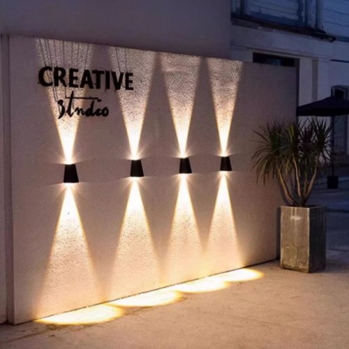 Auledio - 4 pc Solar Outdoor Wall Lights, ,Up/Down, Dusk to Dawn Waterproof for Patio, Garage, Porch - warm light-Front_Standard 