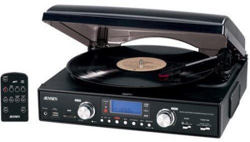 JENSEN - 3-Speed Stereo Turntable - Black-Front_Standard 