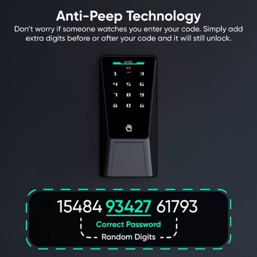 Wyze Palm Lock Smart Door Lock with Palm Vein Recognition, Keypad, Auto Lock, Dual Battery, Wi-Fi, BHMA3 Certified - Black GLOBAL SHIPPING