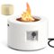 Costway - 25.5" Round Terrazzo Propane Gas Fire Pit with Stainless Steel Burner & Lava Rocks - White-Front_Standard