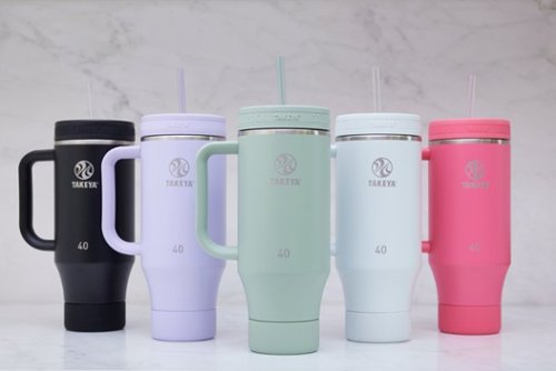 Takeya 40-oz. Straw Tumbler with Handle - Onyx GLOBAL SHIPPING
