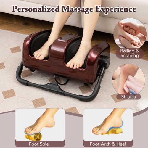 Costway Foot & Calf Massager Deep Kneading Shiatsu Massager Machine with Heat Red - Red/Black WHERE TO BUY