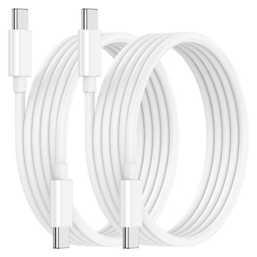 Entronix - USB-C to USB-C Charger Cable - 2-Pack, 3FT Fast Charging & Data Transfer - White-Front_Standard 