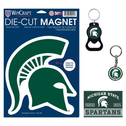 WinCraft - Michigan State Spartans 4-Pack Key Rings and Magnets Set - Multicolor-Front_Standard 