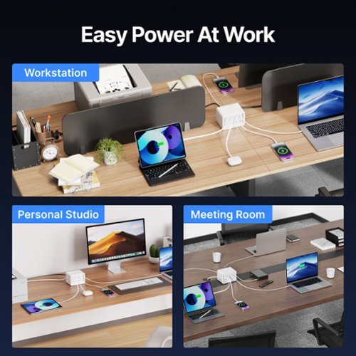 Gitryin Desktop Charging Station + 1 USB-C Retractable Charger, 40W, 31.5-Inch flat Cable, 8 AC - White BUY IN AUSTRALIA
