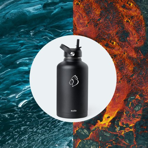 Buzio 64oz Insulated Water Bottle with Straw Lid and Spout Lid - Black WORLDWIDE DELIVERY